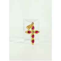 Ασημένιος σταυρός επίχρυσος βυζαντινός με ζιργκόν SCR42